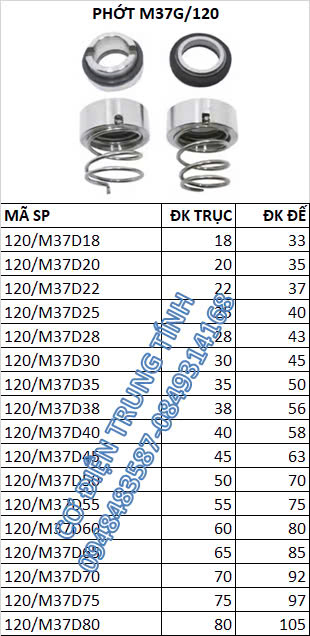 Phớt cơ khí 120/M37
